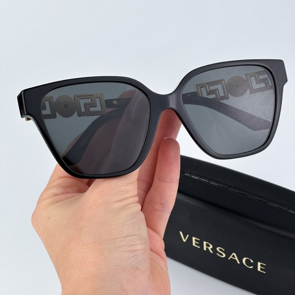 Versace VE4471B GB1/87 BRAND NEW Sunglasses Black Dark Grey Square Women